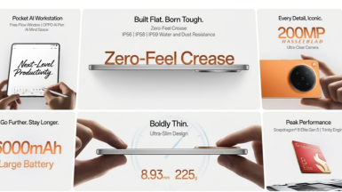 The new OPPO Find N6 foldable smartphone showcasing its ultra-thin 8.93mm profile and Zero-Feel Crease technology